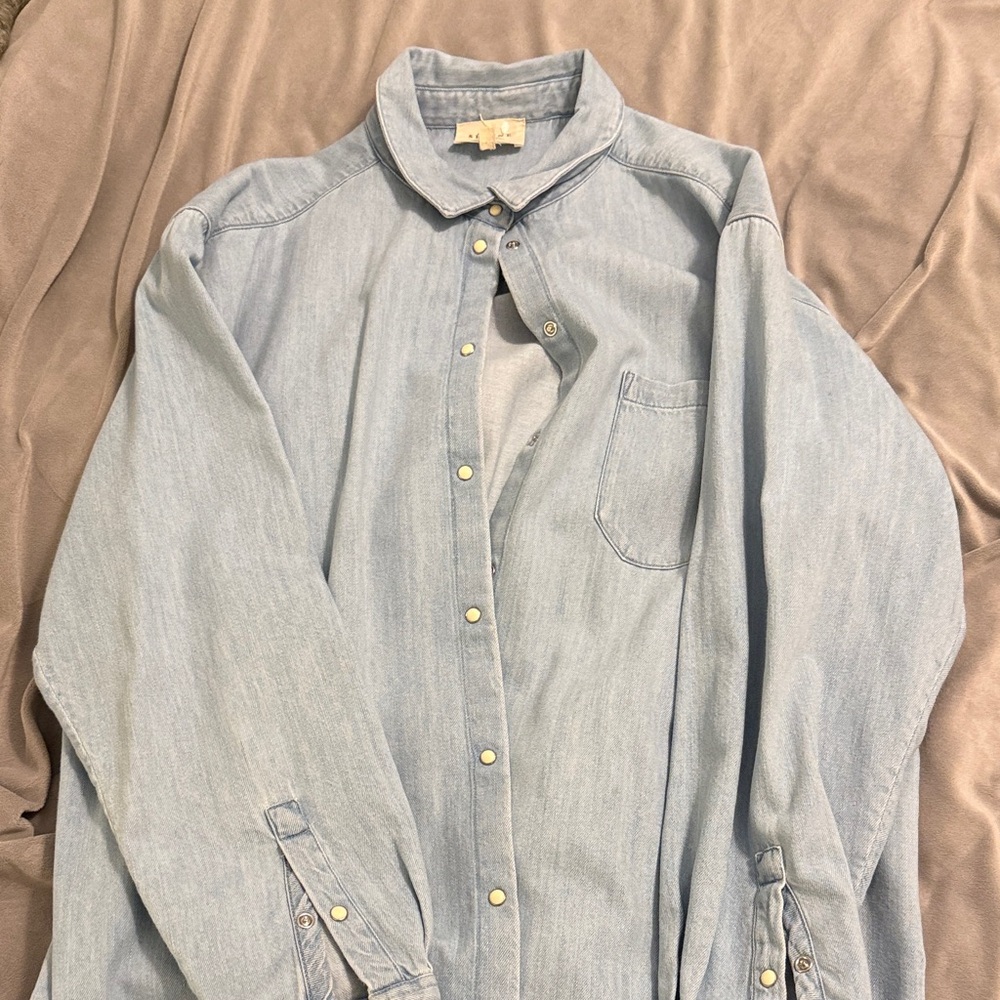 Sezane Light Blue Denim Max Shirt
